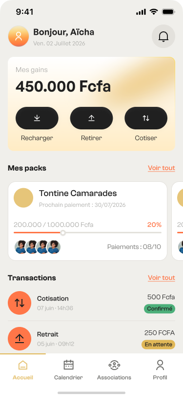 Aperçu application TontiGo